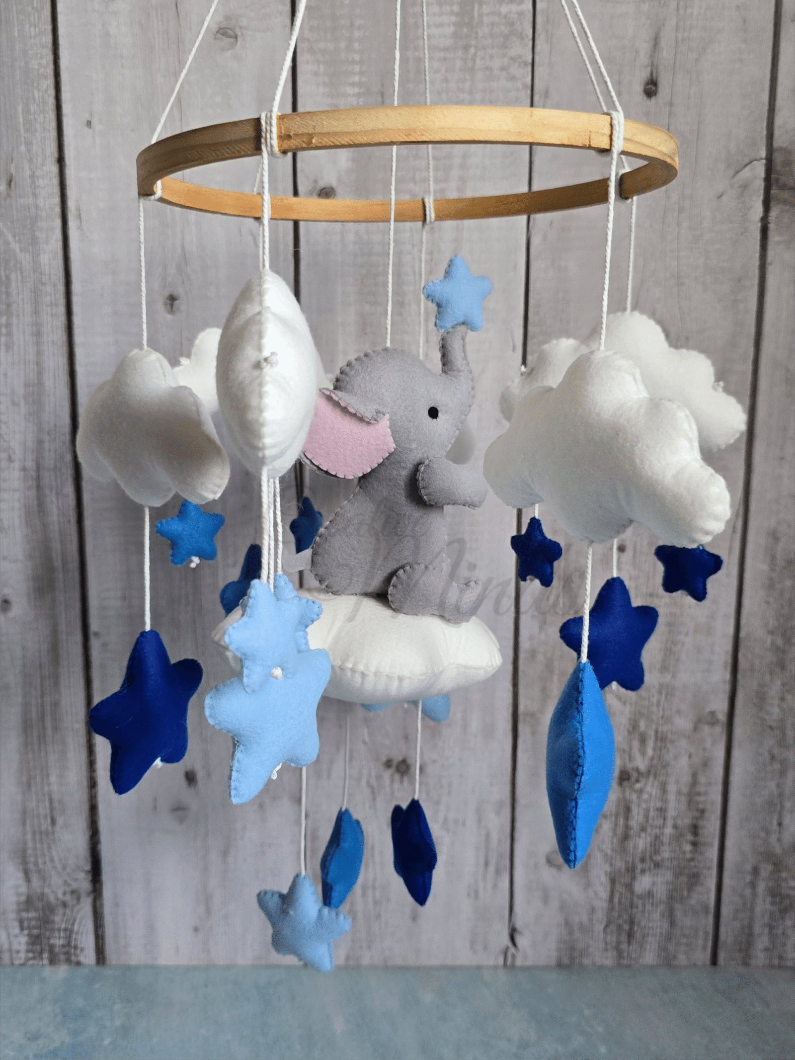 Elephant On Cloud - Sky Blue & Blue