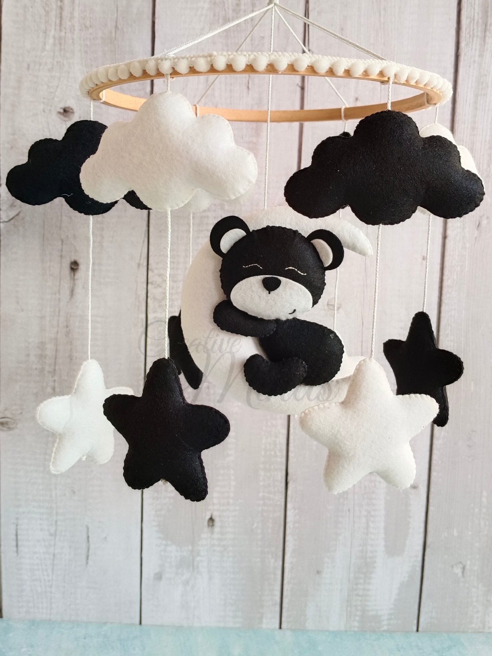 Teddy On Moon - Black & White